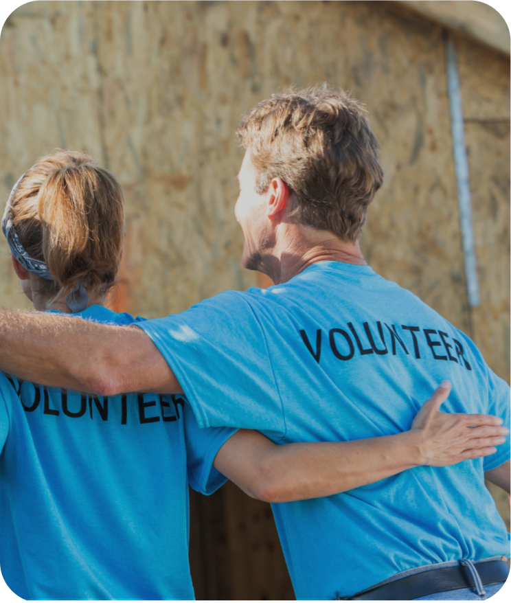 Volunteers working together, representing Ding’s global partnerships 